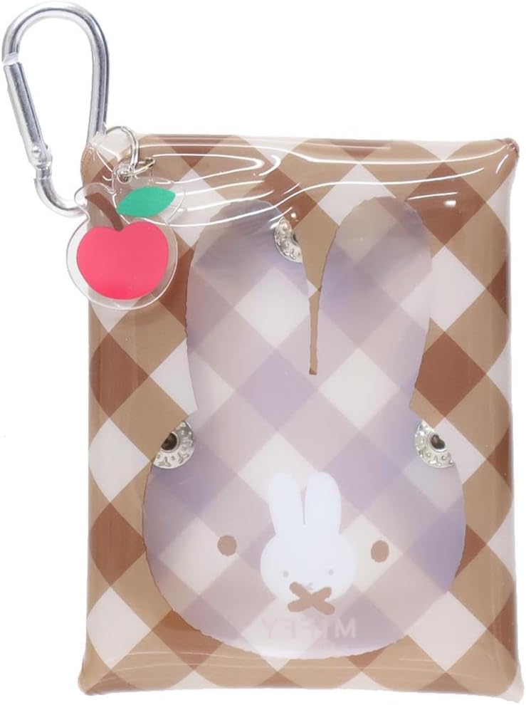 Marimo Craft DBM-3134 Miffy Diagonal Check Series Clear Multi Pouch/Character Pouch, Accessory Case, Cute, Gift, Beige, Approx. W4.1 x H3.1 x D0.8 inches W105 x H78 x D20 mm