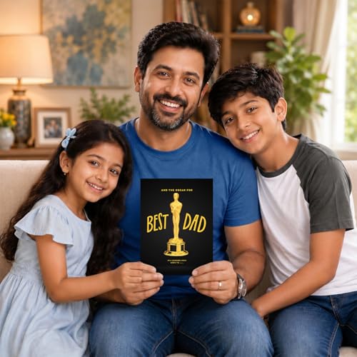 Image of Party Propz Happy Fathers Day Greeting Card - 1 Pc Best Dad Oscar Card for Papa, Best Dad Gifts, Fathers Day Gift, Gifts for Papa (Cardstock)