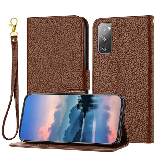 �E�H���b�g�P�[�X Samsung Galaxy S20 FE/S20 �t�@��/S20 Lite/S20 FE 2022 �Ή� �����ƒj���ɑΉ��A�J�[�h�z���_�[�t���t���b�v���U�[�J�o�[�A�ϏՌ��� TPU �C���i�[�V�F���d�b�J�o�[ & �L�b�N�X�^���h(Brow