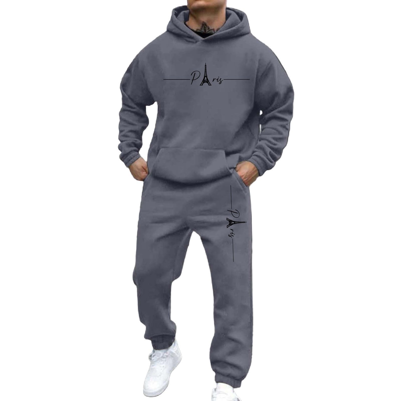 Générique Męski dres treningowy, 2-częściowy, top i dół, bawełna, bluza z dopasowanym krojem, wygodna, codzienna kulturystyka, zima, A60
