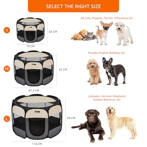 Image of amazon basics, Foldable Soft Pet Playpen Indoor Pet Fence Enclosure with Mesh Window, Lightweight and Durable for Travel, Small | 70cm x 70cm x 45cm