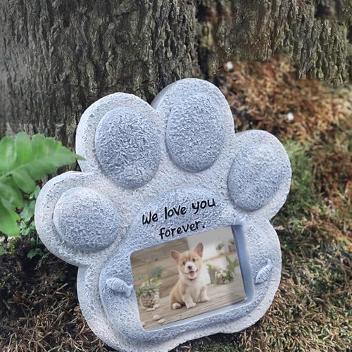 SANKESONG Haustier Gedenkstein, Hunde Gedenkstatue aus Polyresin - Wetterfester Grabstein & Gartendeko für Tiergedenken - Personalisierbarer Denkmal-Marker mit Gedenktafel