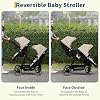 Garvee Tandem Stroller, Double Bassinet Stroller for Newborn and Toddler Twins, Reversible Seat Adjustable Canopy, One-Hand Fold Frame with Large Storage Basket, Beige