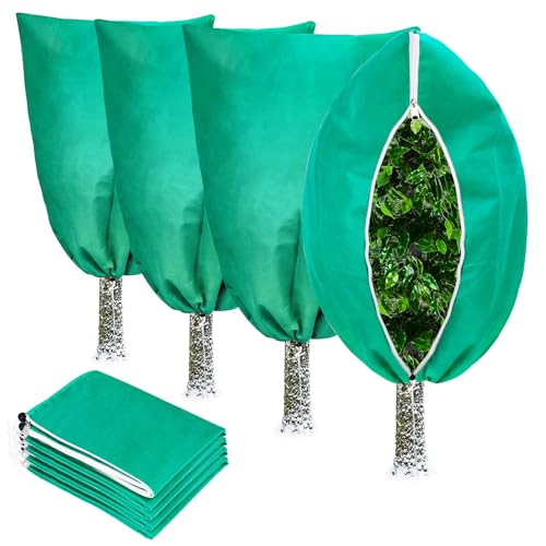 Hysagtek Winter Plant Fleece Covers 2 Pack, 80gsm Thickened Frost Protection with Drawstring