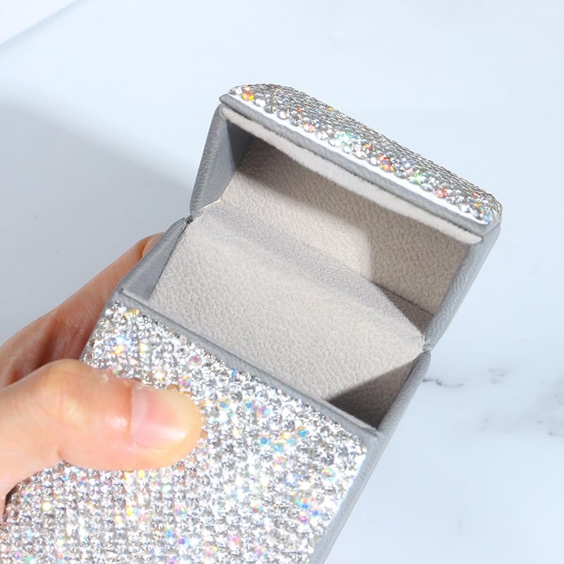 Cigarette Case with Bling Crystals, Aluminum Magnetic Switch 20 Capacity - (85mm King Size) - 1 Pc White image 4
