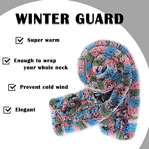 Fur Story Women's Rex Rabbit Fur Scarf Ladies Winter Warm Knitted Long Crochet Fashion Scarf Scarves for Women Men2