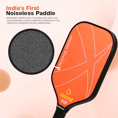 Image of Airavat SYLNT 7415 India's 1st Noiseless Pickleball Paddle Designed Using eTPU Technology and CLD (Constrained Layer Damping) Principle for Industry-Leading Sound dampening - Black (Black)