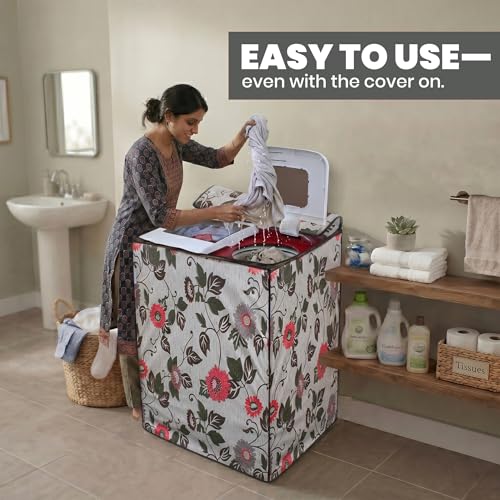 Image of DREAM CARE Waterproof & Dustproof Washing Machine Cover Top Load & Semi Automatic Suitable for 8 kg, 8.2 kg, 8.5 kg (89 x 99 x 55 cms)