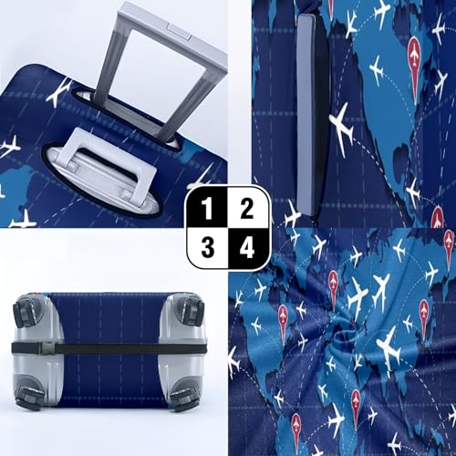 Travel Luggage Cover Suitcase Protector Scratch-Resistant Fit Not Included Suitcase World Map Travel M-22-24in4