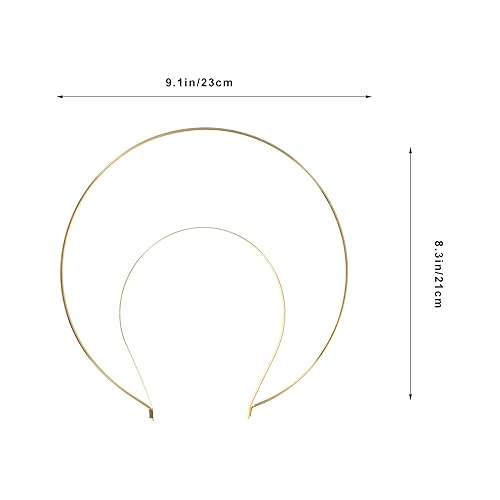 Miniatura 2 de FOMIYES Corona de halos dorados, 1 unidad, diadema de halos virgen, 2 capas, reina de diosa, ángel, tiara de metal, para boda