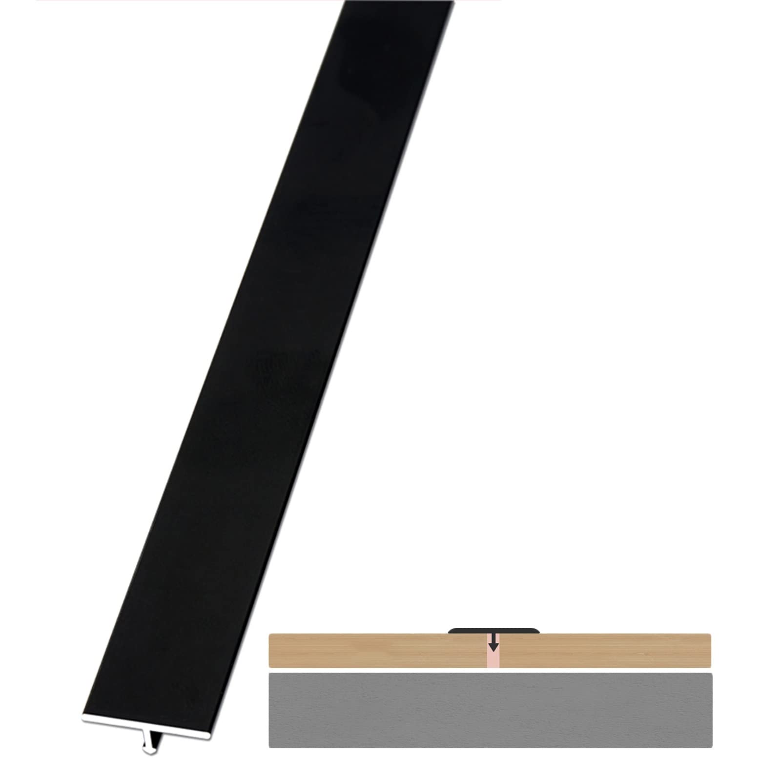 Bande de joint mural noire autocollante couvre espace plat 12 mm