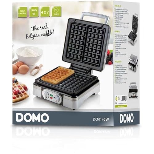 Domo DO9149W Doppel-Waffeleisen für 2 Waffeln, Silber