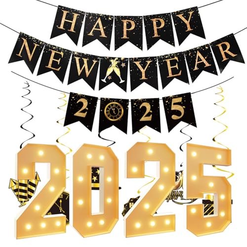 IINCOOY 2025 Light Up Numbers, Light Up 2025 Giant Marquee Mosaic Numbers Letter Cardboard Pre-Cut Thick Foam Board Sign Graduation New Year(120cm)