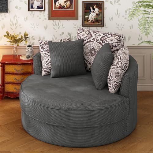 Amazon.com: ERYE Modern Oversized Swivel Barrel Chair Soft Corduroy ...