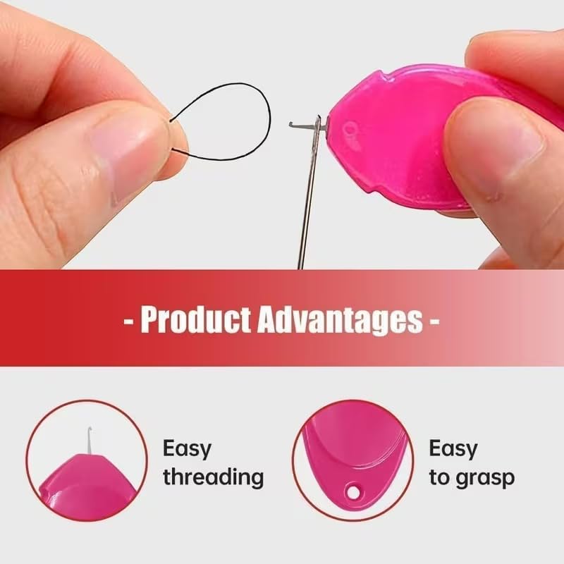 Image of Needle Threader, Small Needle Eye Threader Tool, Easy Threader for Machine and Hand Sewing, Threading, Ideal for Needlework, with Transparent Box, Color Random (6pcs) (2+3 T Box + B Cutter 1+ SR 2)