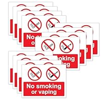 Mayoii 6PCS Self Adhesive No Smoking Signs, No Smoking Adherent Vinyl Stickers (180mm X 135mm), Waterproof No Smoking Or Vaping Signs, Safety Warning Signs Indoor And Outdoor Use (12)