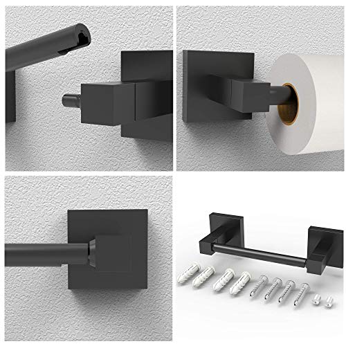 Ruacq Toilet Paper Holder Matte Black Double Post Pivoting Square Tissue Holders Roll Holder Hangers Toilet Paper Stand Stainless Steel And Zinc Alloy Modern Wall Mounted #TOP3