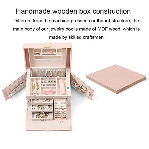 Mdfql Jewelry Organizer Box, Faux Leather Jewelry Box Organizer, Portable Necklace Ring Earrings Organizer With Handle, Gift For Girls Or Women,Pink #TOP5