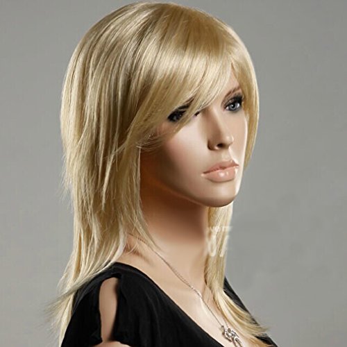 HSG 100% Kanekalon Hot Wig European Women Wig Medium Long Blonde Wig Fashion Hair Style Maker