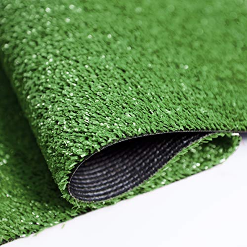 Waterproof Solid Grass Design Indoor/Outdoor 16X43 Modern Outdoor Artificial Grass Area Rug For Backyard, Patio, Garage, 16" X 43", Green #TOP5