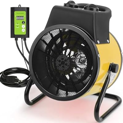 Greenhouse Heater with Digital Thermostat - 1500W Portable Outdoor Heater for Green House, Fast Heating, Overheat Protection, Space Heater for Greenhouse, Grow Tent Heater(Gold)