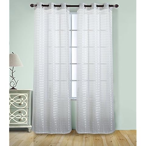 RT Designers Collection Wanda Box Voile Grommet Window Panel, White, 54" x 90" Cover