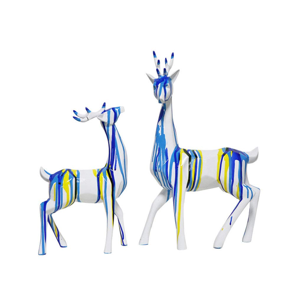 Petite statue de cerf en résine lot de 2 figurines scandinaves pour étagère et salon