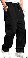 Vista 3 de THWEI Pantalones cargo para hombre, casuales, con cordón, de algodón, pantalones de trabajo al aire libre