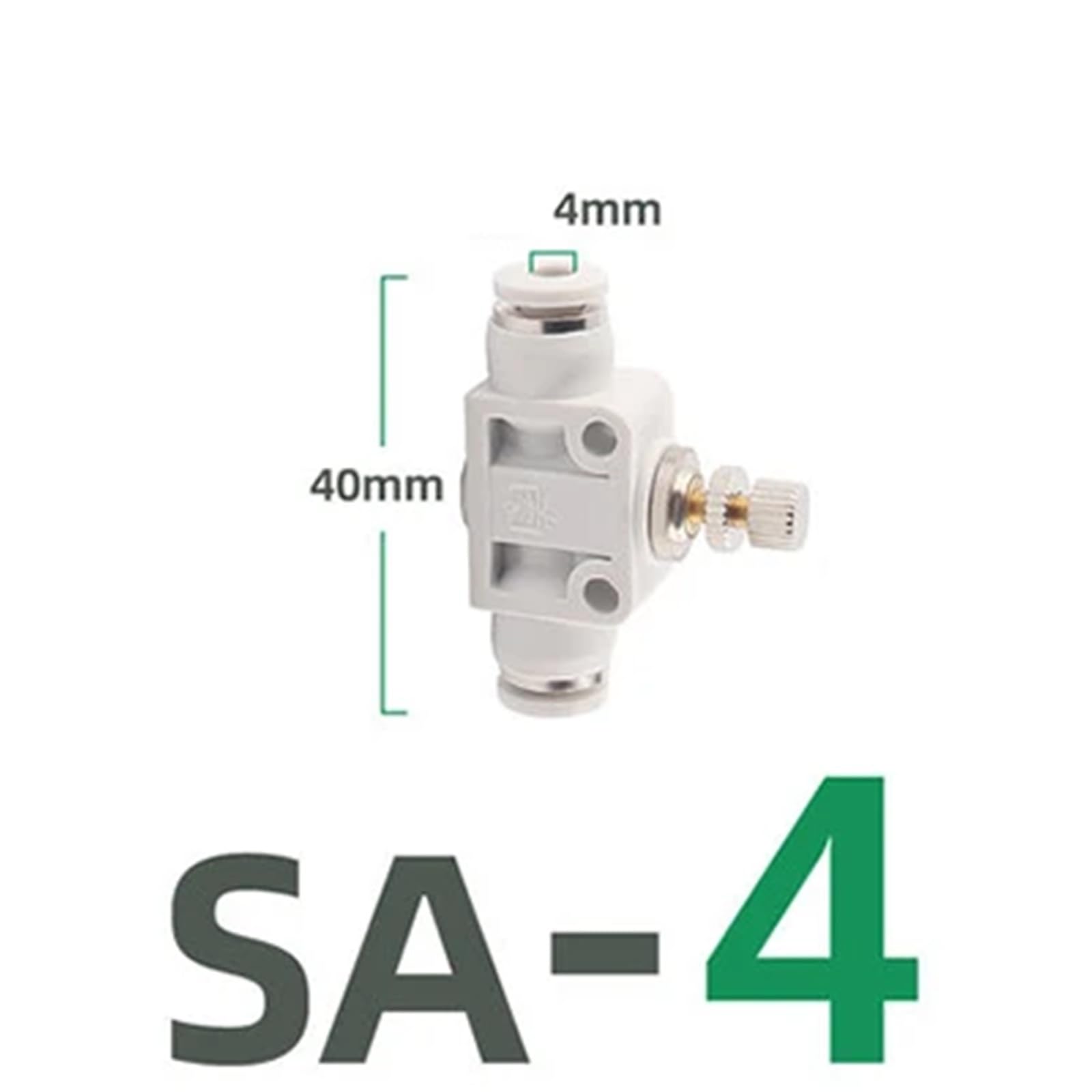 SA - Conector rápido neumático controlador de válvula de control manual, 4 mm, 6 mm, 8 mm, 10 mm, 12 mm, manguera de tubo blanca, 1 unidad (SA-4)