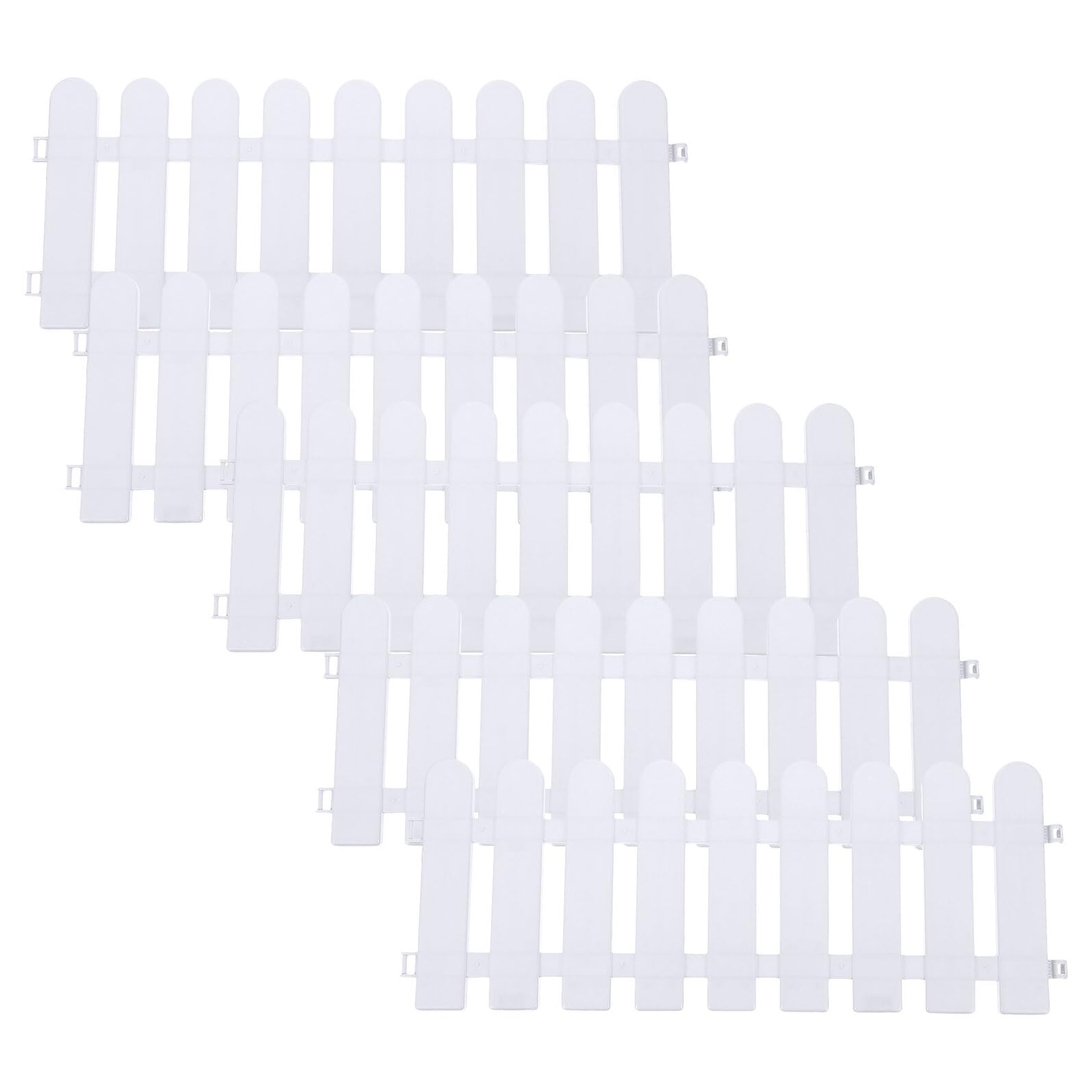 Clôtures de jardin plastique blanc TEHAUX bordure extérieure durable lot de 5