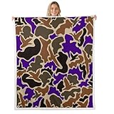 Caza De Camuflaje Morado De Pato Manta Franela Mantas Ligera Cálida Sobrecama para Sala De Estar Cama Viaje 100x125cm