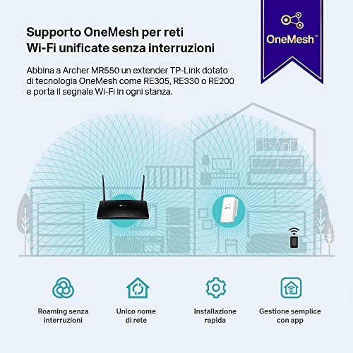 Archer MR550 Router 4G+ Cat6 300Mbps, Wi-Fi AC1200 Dual Band, Router 4g con Sim, MicroSIM, Porta LAN/WAN Gigabit, MU-MIMO, Senza Configurazione, Tecnologia OneMesh - Router - Immagine 5