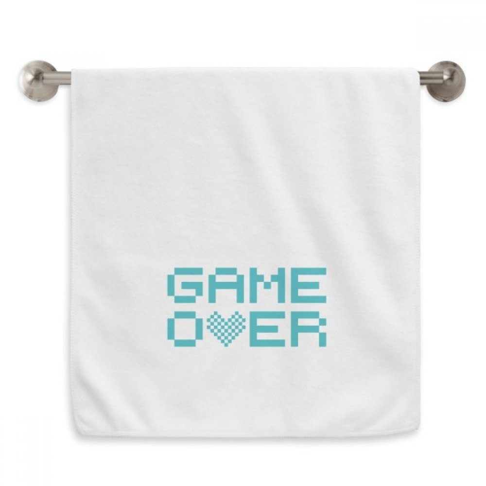 Serviettes moelleuses pixel bleu game over blanc essuie mains de toilette 13 x 29 pouces