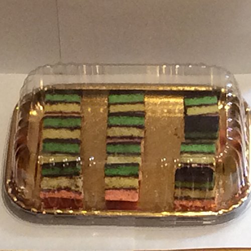 image for Decony Rectangular Gold Cardboard Cake Tray 8''x 11' with clear dome l