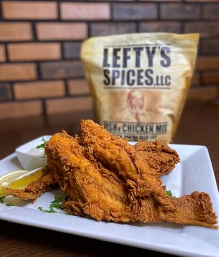 Lefty's Spicy Fish & Chicken Mix | Air Fry And Oven Baked Seasoned Coating Mix For Fish, Chicken, Pork Chops, Shrimp And Vegetables | 16 Oz. #TOP7