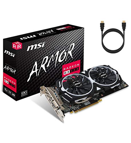 MSI Armor Gaming Radeon RX 580 Overclocked Dual Fan Graphics Card 8GB GDDR5 PCI Express 3.0 x16 DirectX 12 2 x HDMI 2 x DisplayPort 1 x Dual-Link DVI-D w  Tigology HDMI Cable