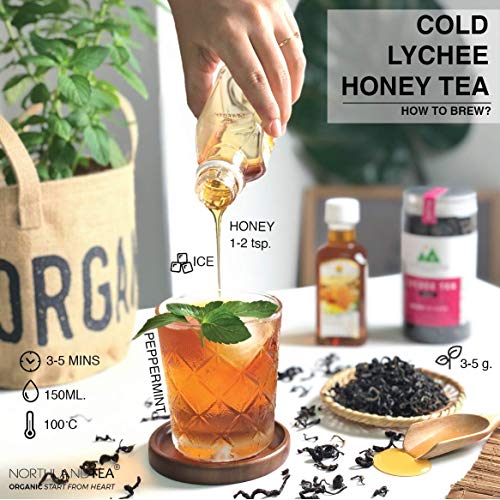 image for Organic Lychee Black Tea - Whole Leaf - Hot Tea, Iced Tea with Honey, 