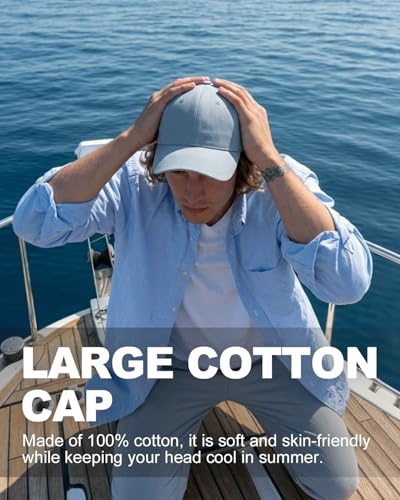 Image of Zylioo XL XXL Oversize Baseball Cap, 100% Cotton Adjustable Dad Hat for Big Heads 23.5 inch-25.5 inch, Soft Crown Large Size Cap