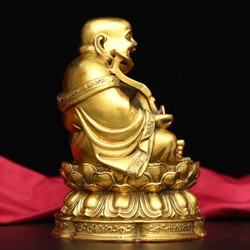 Posąg Buddy Do Medytacji Wewnątrz Dekoracja Mosiądz Posąg Buddy Maitreya Lotos Uśmiechnięty Budda Rzemiosło Ozdoby Dekoracja Domu Statua Medytująca Statua Buddy Rzeźba (M)