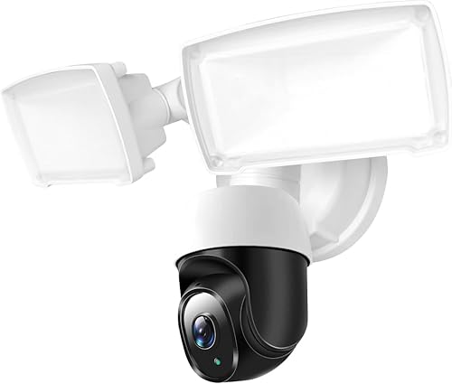 Cámara de seguridad con reflector, cámara de vigilancia de 360 PTZ para exteriores, 355 panorámicas e inclinación de 90, HD 1080P, 2000 lúmenes,