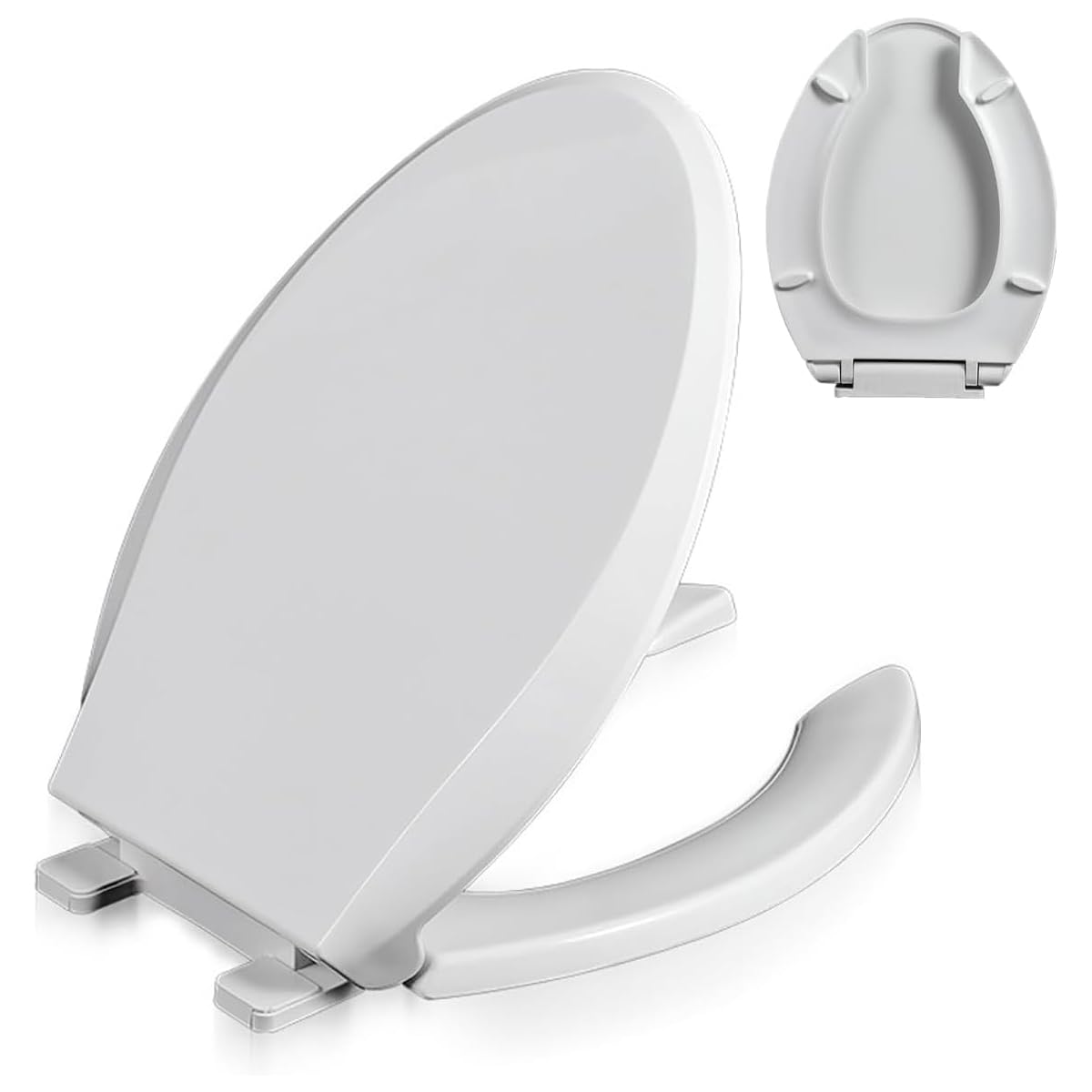 FLYIODFCXV Toilet seat, Elongated Soft Close Toilet Seat with Quick Release Lid - Commercial Open Front Design for Easy Cleaning