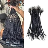 100% Real Human Hair 0.4cm Width 8 Inch Loc extensions Human Hair with Curly Ends 30 Strands per pack Full Handmade Dreadlock Extensions Can be dyed and bleached for Men Women Kids