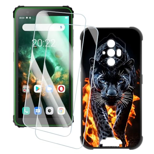 OAGELIM 2�Z�b�g �X�N���[���v���e�N�^�[ + �P�[�X Blackview BV6600E (5.7 �C���`) �Ƃ̌݊������� �A�[�e�B�X�e�B�b�N�J�X�^���v�����g�J�o�[�Ƌ����K���X�t�B���� �X�N���b�`�h�~ (�`�[�^�[)