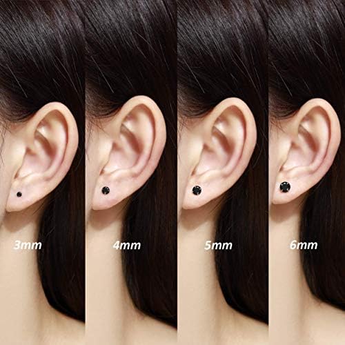 Shuxin Silver Stud Earrings for Women, 4 Pairs 925 Sterling Silver Zirconia Stud Earrings Set, Hypoallergenic Small Sleeper Cartilage Studs with Cubic Zirconia, 8 Colors, Size: 3, 4, 5, 6mm
