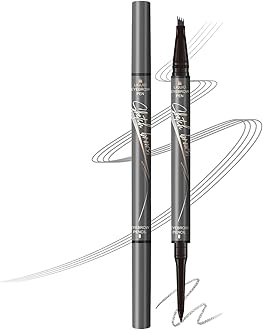 Music Flower Dual-ended Eyebrow Pencil - Ultra-fine Pencil and Four-tip Liquid Brow Pen for Quick and Precise Brow Definition, Eye Makeup Gifts for Women, Dark Grey