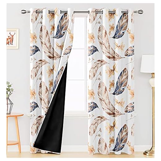 Ultimate Trends 570 GSM Heavy Duty Premium Blackout Curtains with Tie Back and Diamond Eyelets Set of 2 Panels (Window 7 FEET, White & Brown)