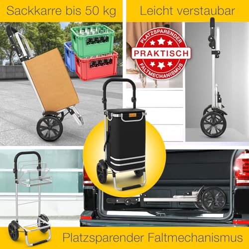 ELONEO Einkaufstrolley klappbar, Einkaufswagen mit Kühlfach, 3in1 Trolley, Sackkarre &...