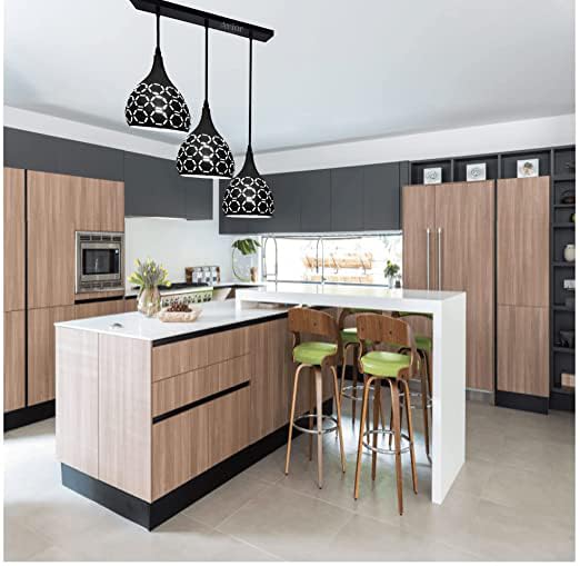 Image of Avior 3 Lights Black Finish Aluminum Dome Shade Hanging Light Pendant Lamp (Model 4)