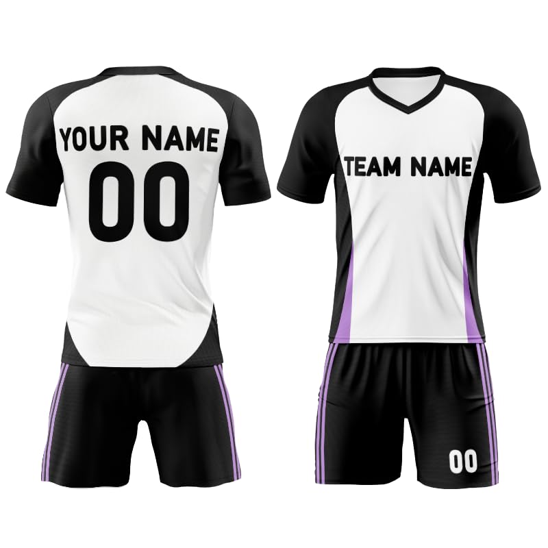 Classic Football Kit Black White - Country Germany/Italy/England Football Jersey Set Steady Vitality - Custom Team Jersey White Name Number Logo