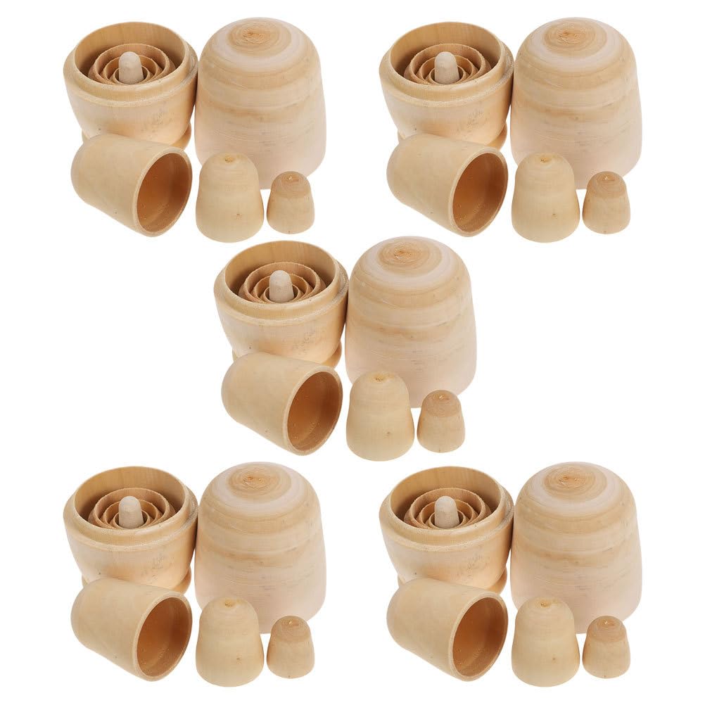 Abaodam 5sätze Holz-matroschka-rohlinge Zum Bemalen DIY-matroschka-Puppen Aus Holz Unbemalte Nistpuppen-rohlinge Sets Für Junge Mädchen Zum Bemalen Und Dekorieren Russische Holzpuppen Für